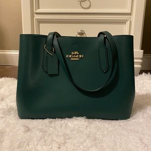 Coach Emerald Green Zip Top Tote NWOT